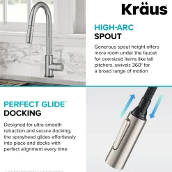 KRAUS Oletto Contemporary Single-Handle Touch Activated with Pull Down Sprayer in Chrome