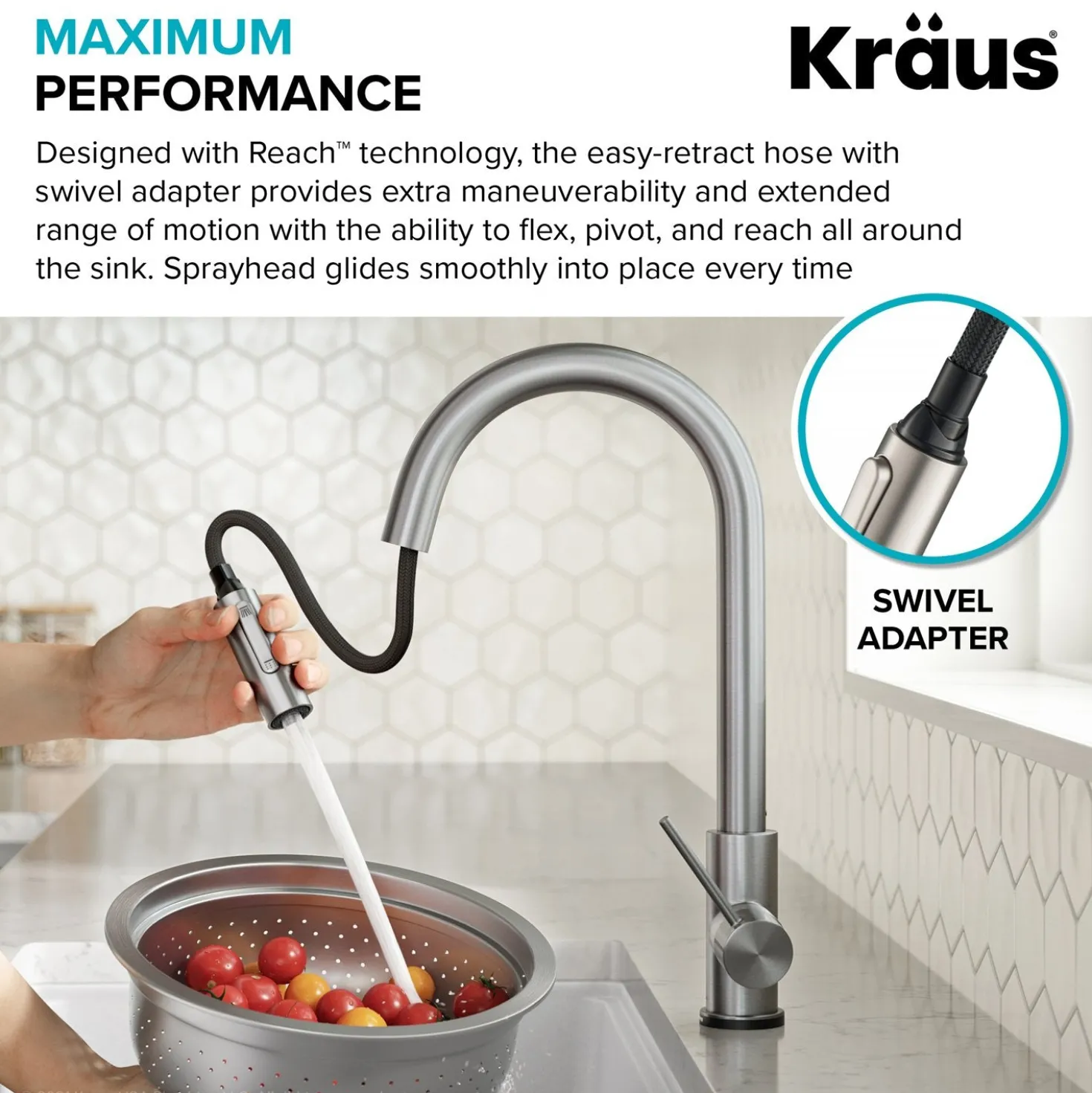 KRAUS Oletto Contemporary Single-Handle Touch Activated with Pull Down Sprayer in Chrome