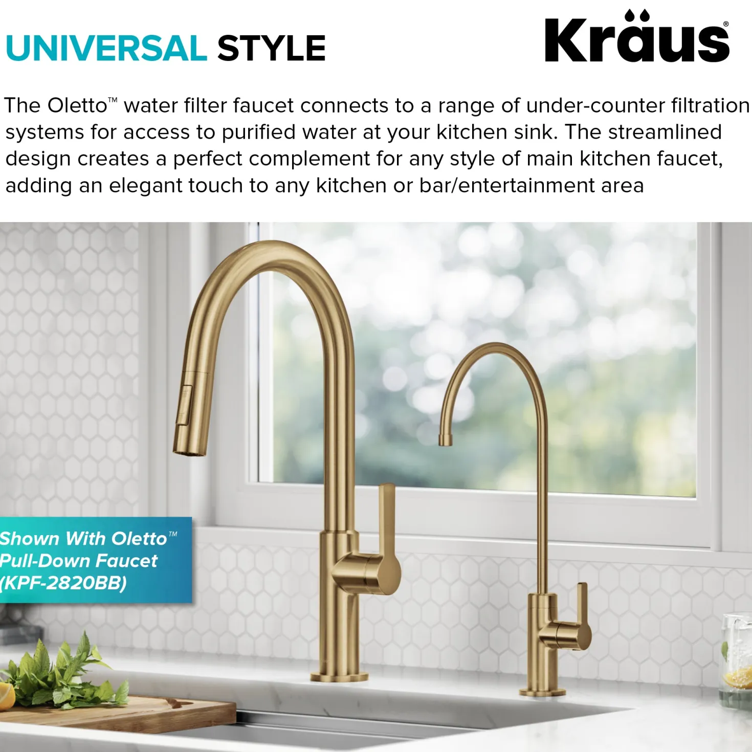 KRAUS Oletto Drinking Water Filter Faucet in Brushed Brass