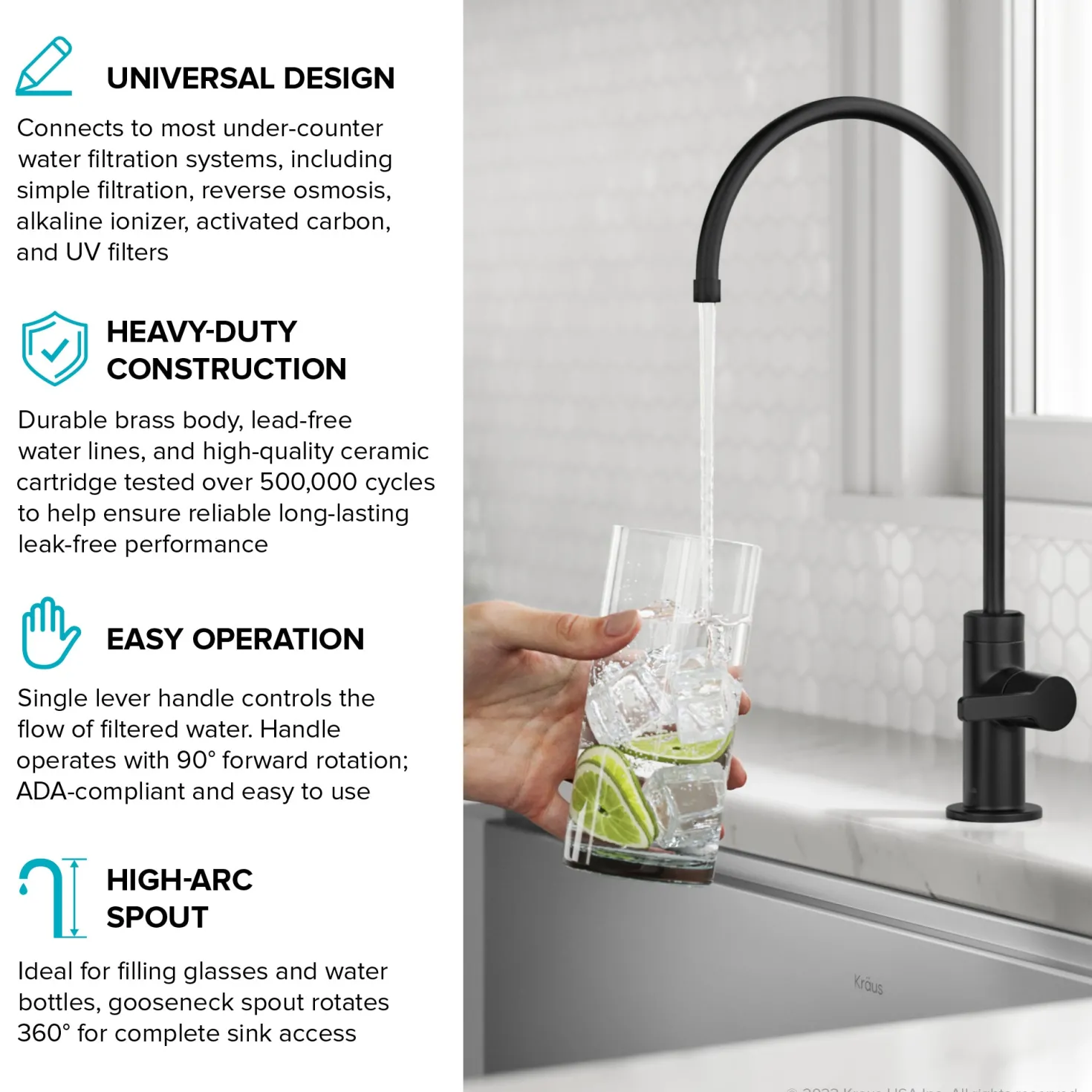 KRAUS Oletto Drinking Water Filter Faucet in Matte Black