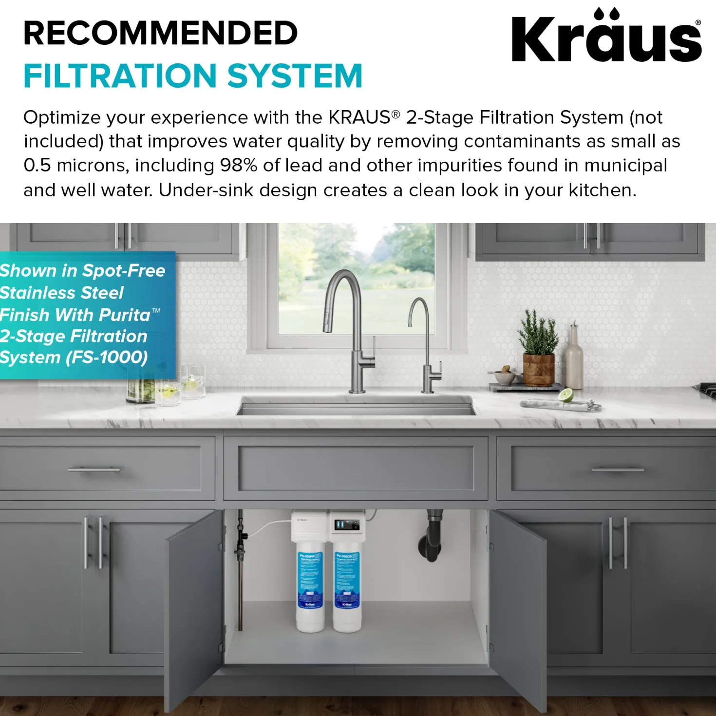 KRAUS Oletto Drinking Water Filter Faucet in Spot-Free Antique Champagne Bronze
