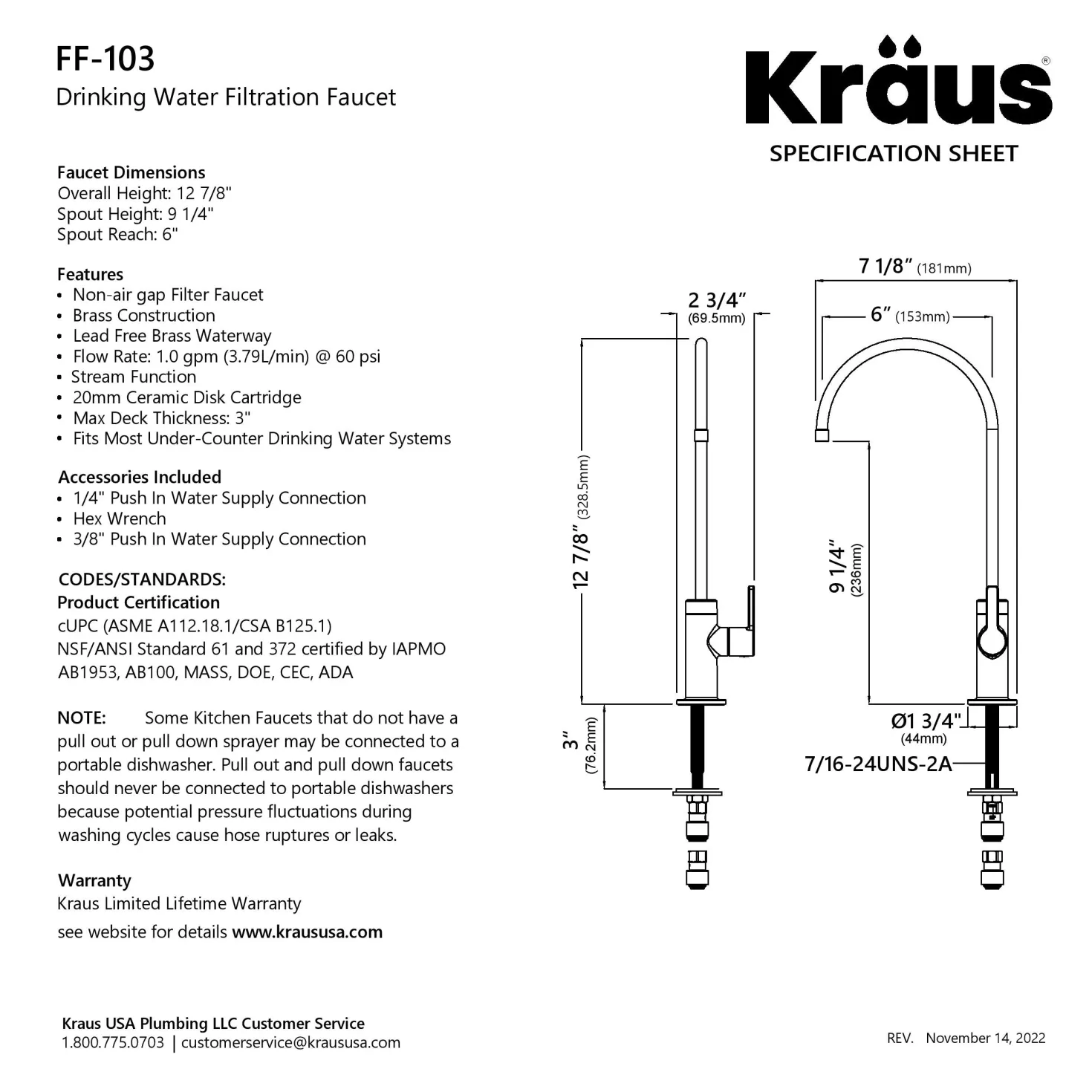 KRAUS Oletto Drinking Water Filter Faucet in Spot-Free Antique Champagne Bronze