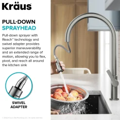 KRAUS Oletto High-Arc Chrome Single Handle Pull-Down Kitchen Faucet