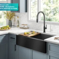 KRAUS Oletto High-Arc Matte Black & Black Stainless Steel Pull-Down Kitchen Faucet