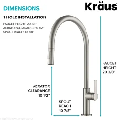 KRAUS Oletto High-Arc Single Handle Pull-Down Kitchen Faucet in Spot Free Stainless Steel