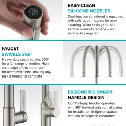 KRAUS Oletto High-Arc Single Handle Pull-Down Kitchen Faucet in Spot Free Stainless Steel