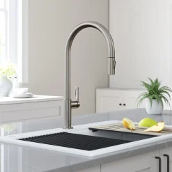 KRAUS Oletto High-Arc Single Handle Pull-Down Kitchen Faucet in Spot Free Stainless Steel