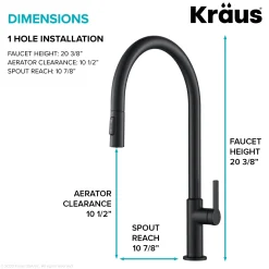 KRAUS Oletto High-Arc Single Handle Pull-Down Kitchen Faucet in Matte Black