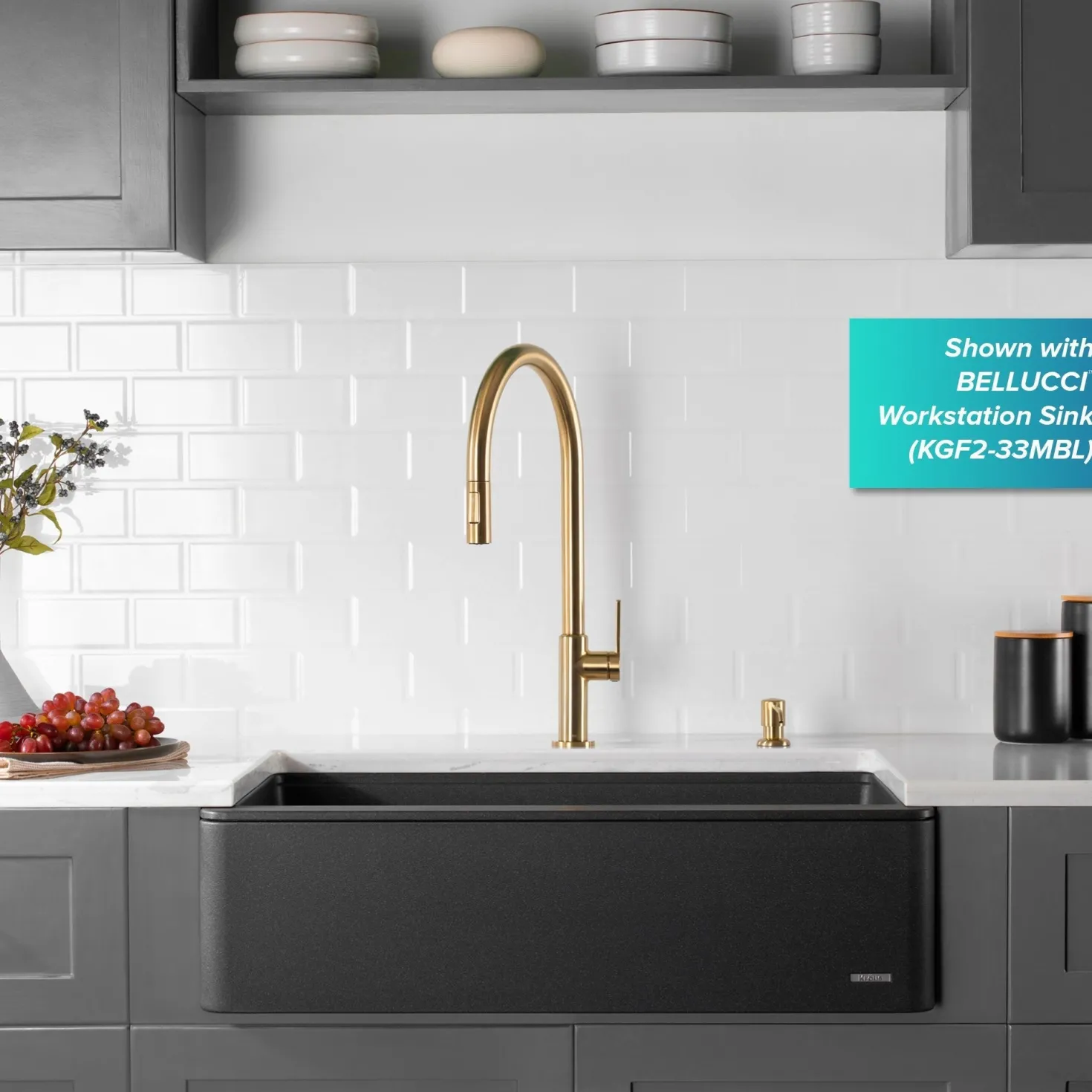 KRAUS Oletto High-Arc Single Handle Pull-Down Kitchen Faucet in Brushed Brass