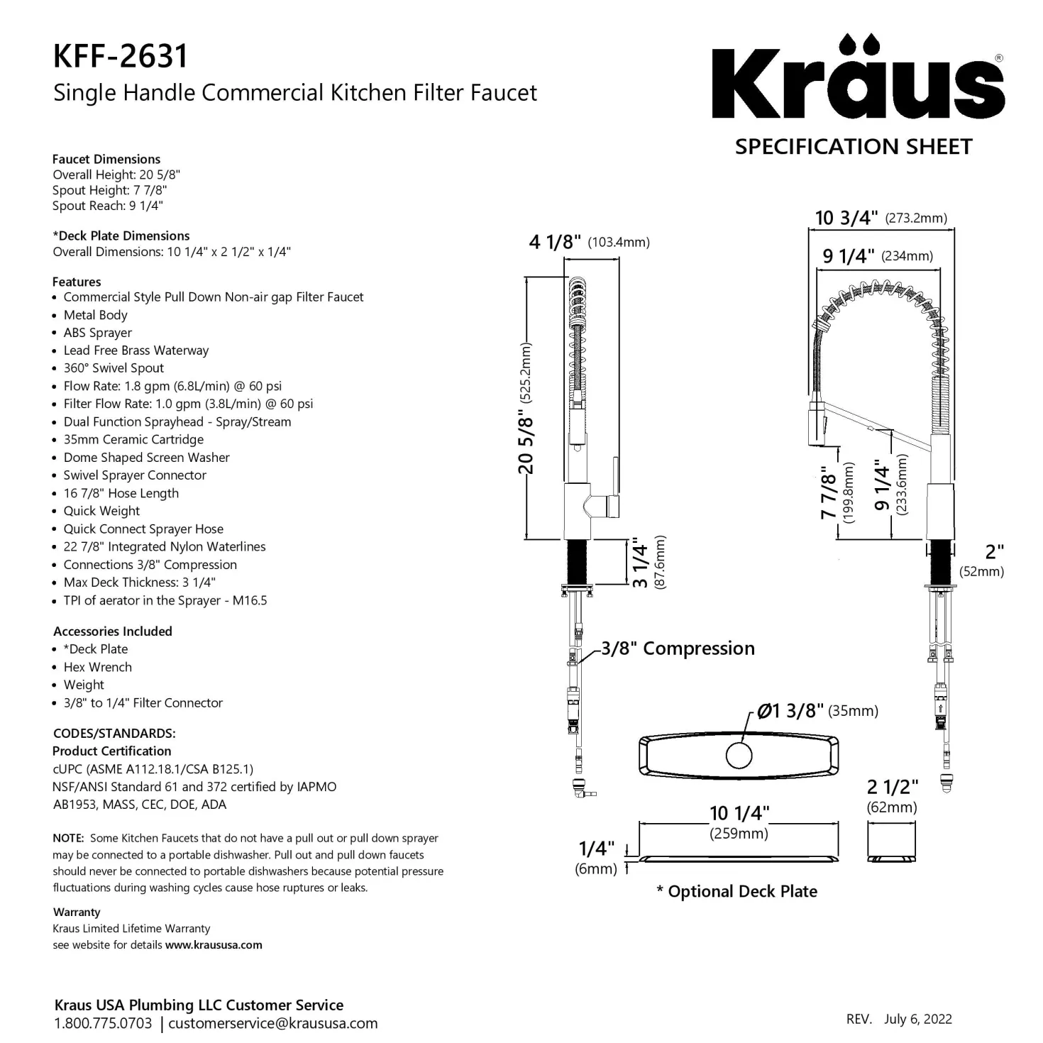 KRAUS Oletto 2-in-1 Commercial Style Kitchen Faucet with Integrated Water Filter Dispenser in Matte Black