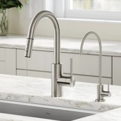 KRAUS Oletto Pull-Down Kitchen Faucet & Purita Water Filter Faucet in Spot Free Stainless Steel