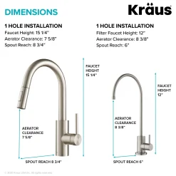 KRAUS Oletto Pull-Down Kitchen Faucet & Purita Water Filter Faucet in Spot Free Stainless Steel