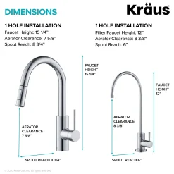 KRAUS Oletto Pull-Down Kitchen Faucet & Purita Water Filter Faucet in Chrome