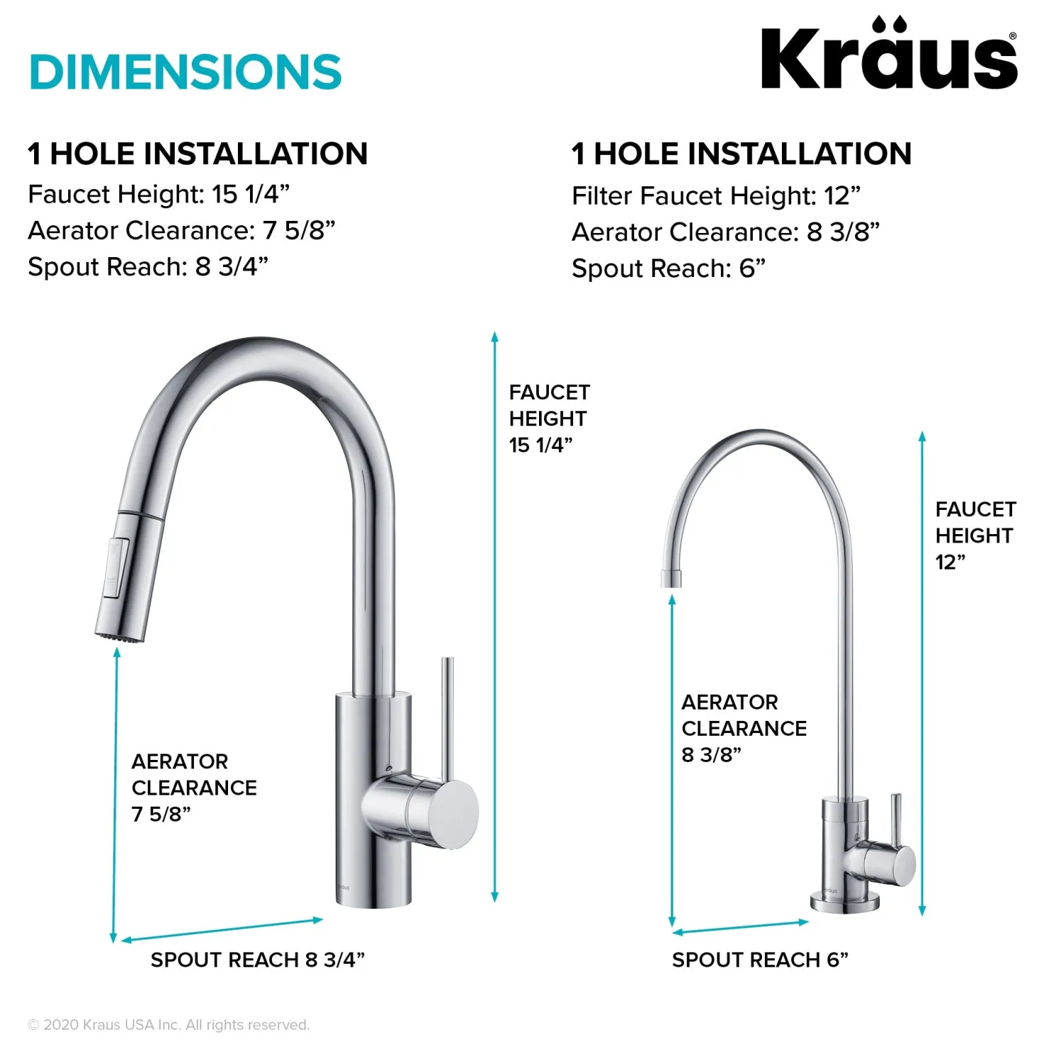 KRAUS Oletto Pull-Down Kitchen Faucet & Purita Water Filter Faucet in Chrome