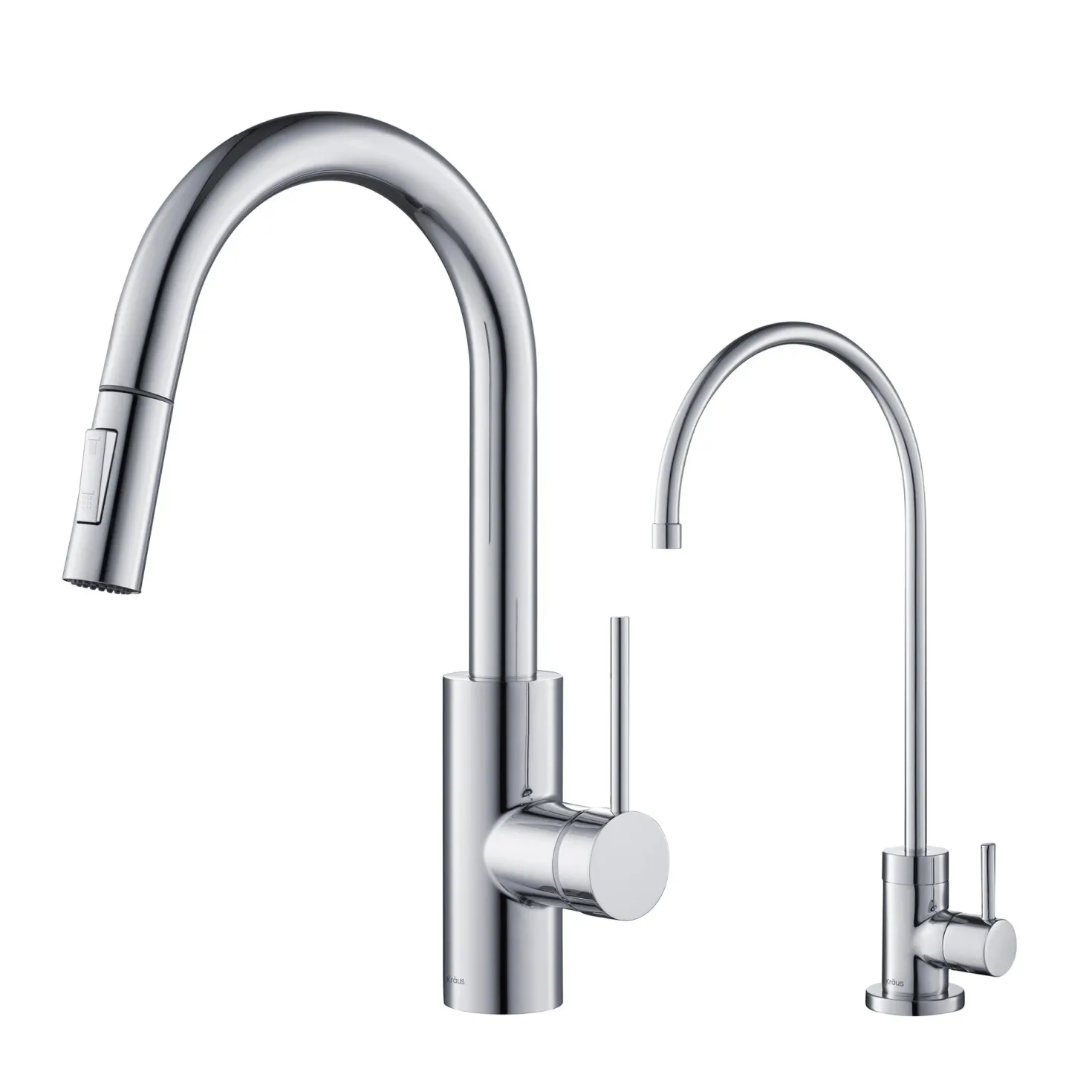 KRAUS Oletto Pull-Down Kitchen Faucet & Purita Water Filter Faucet in Chrome