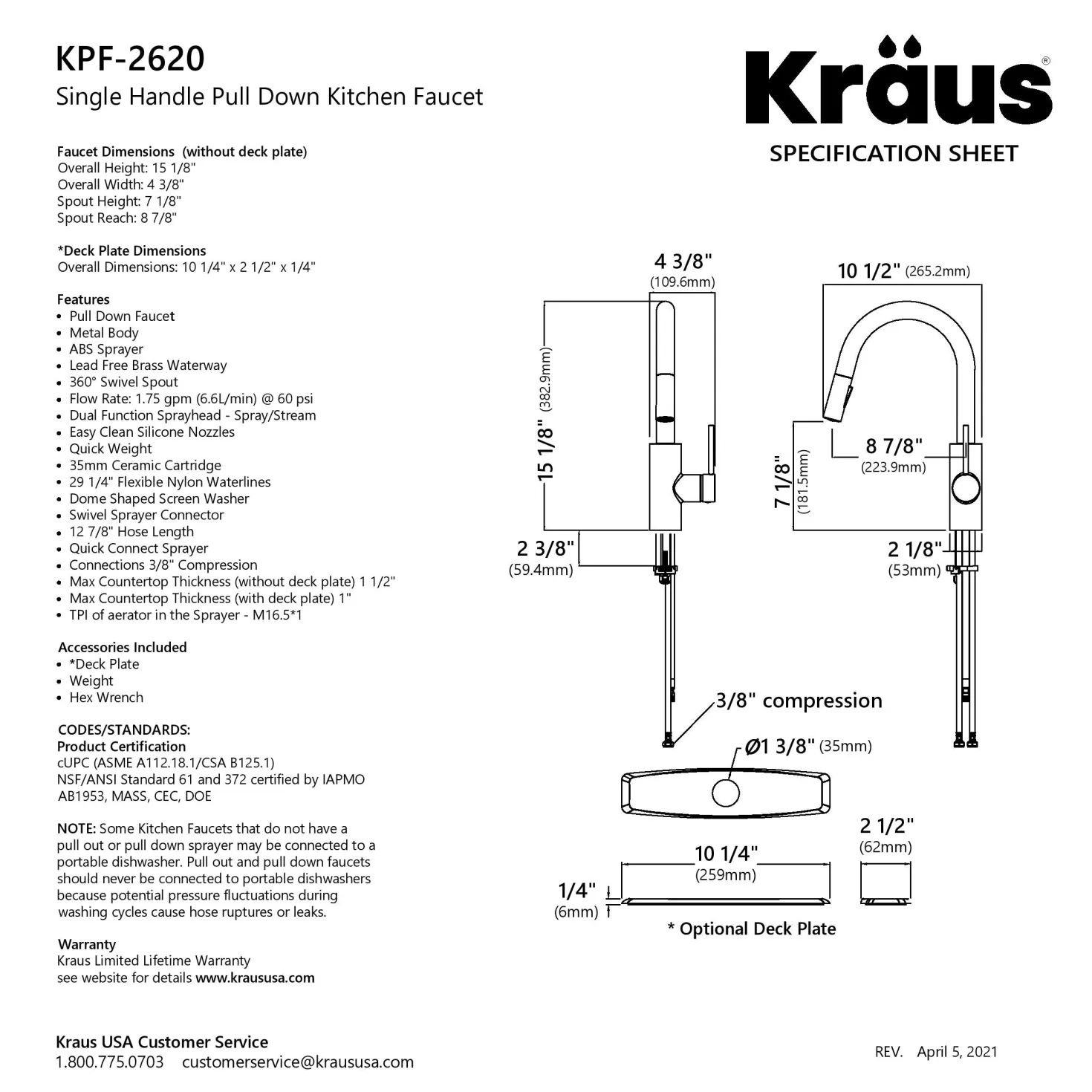 KRAUS Oletto Pull-Down Single Handle Kitchen Faucet in Matte Black