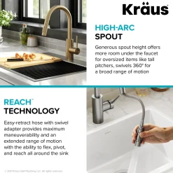 KRAUS Oletto Pull-Down Single Handle Kitchen Faucet in Spot Free Antique Champagne Bronze