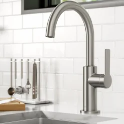 KRAUS Oletto Single Handle Kitchen Bar Faucet in Spot Free Stainless Steel