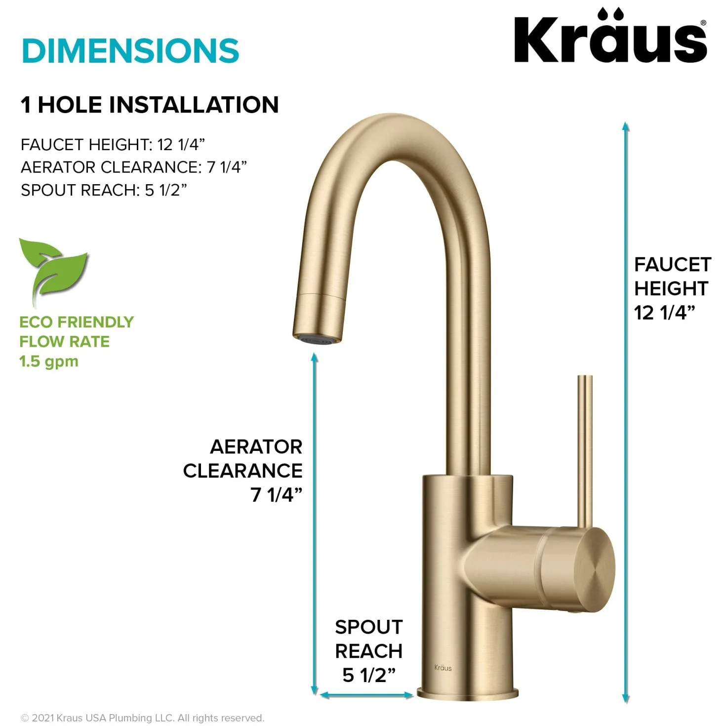 KRAUS Oletto Single Handle Kitchen Bar Faucet in Spot Free Antique Champagne Bronze