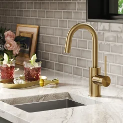 KRAUS Oletto Single Handle Kitchen Bar Faucet in Spot Free Antique Champagne Bronze