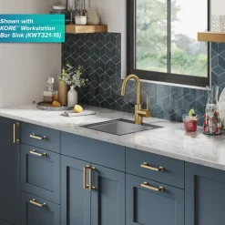 KRAUS Oletto Single Handle Kitchen Bar Faucet in Brushed Brass