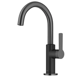 KRAUS Oletto Single Handle Matte Black & Black Stainless Steel Kitchen Bar Faucet