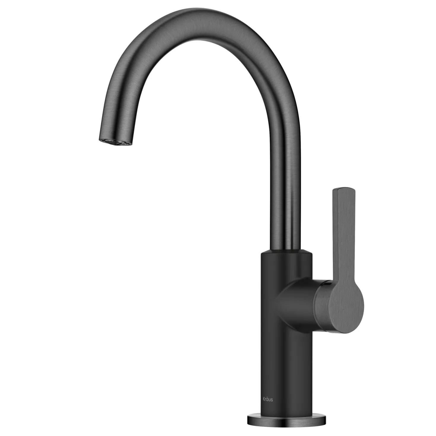 KRAUS Oletto Single Handle Matte Black & Black Stainless Steel Kitchen Bar Faucet