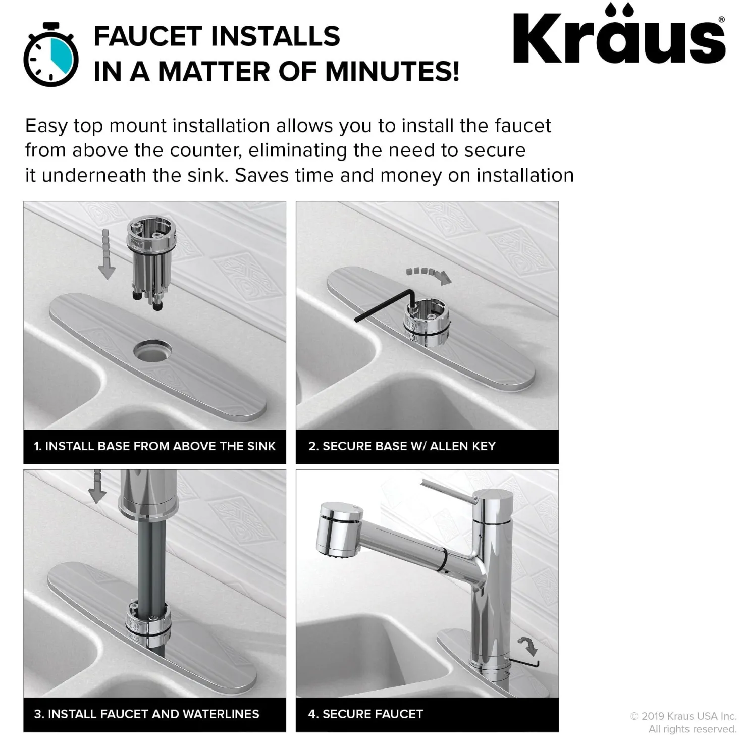 KRAUS Oletto Single Handle Pull Down Kitchen Faucet in Brushed Brass
