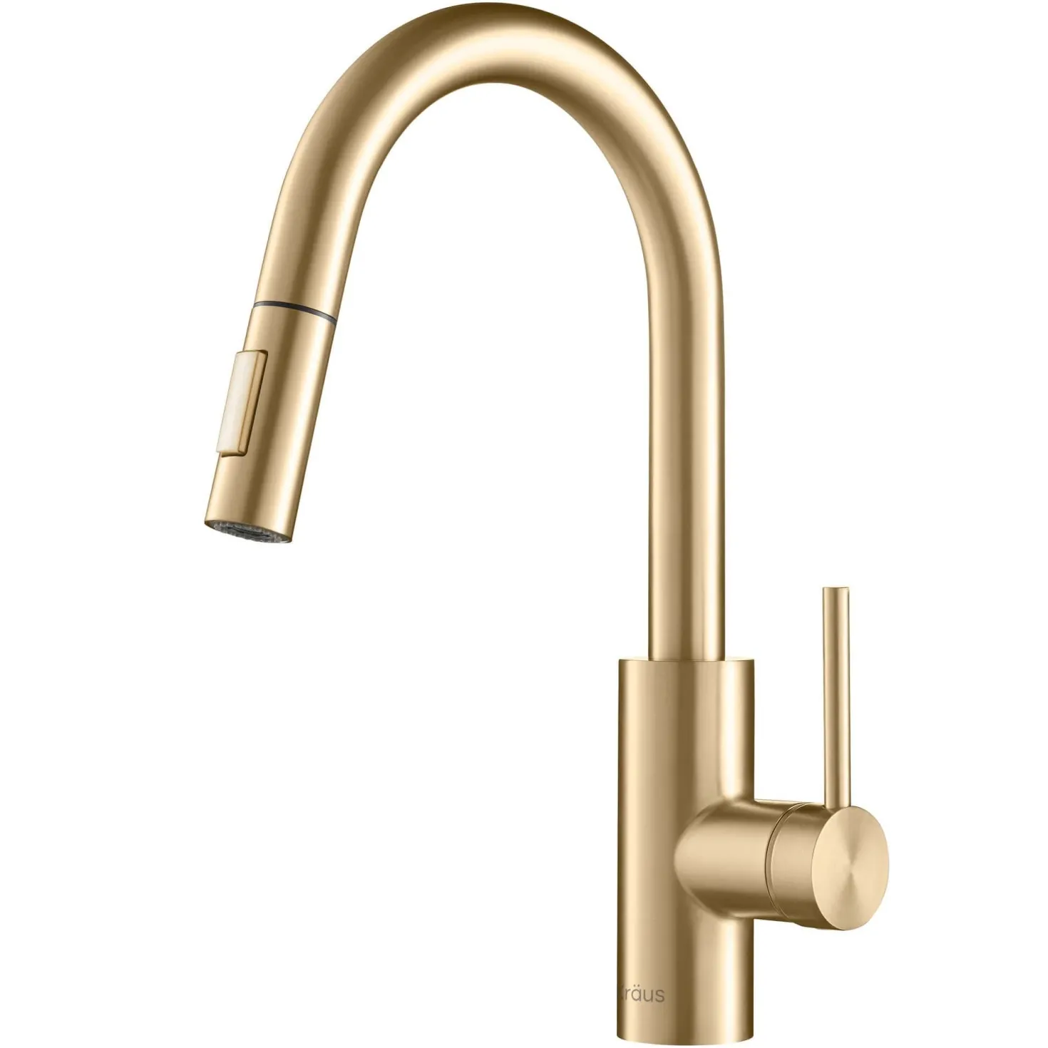 KRAUS Oletto Single Handle Pull Down Kitchen Faucet in Brushed Brass