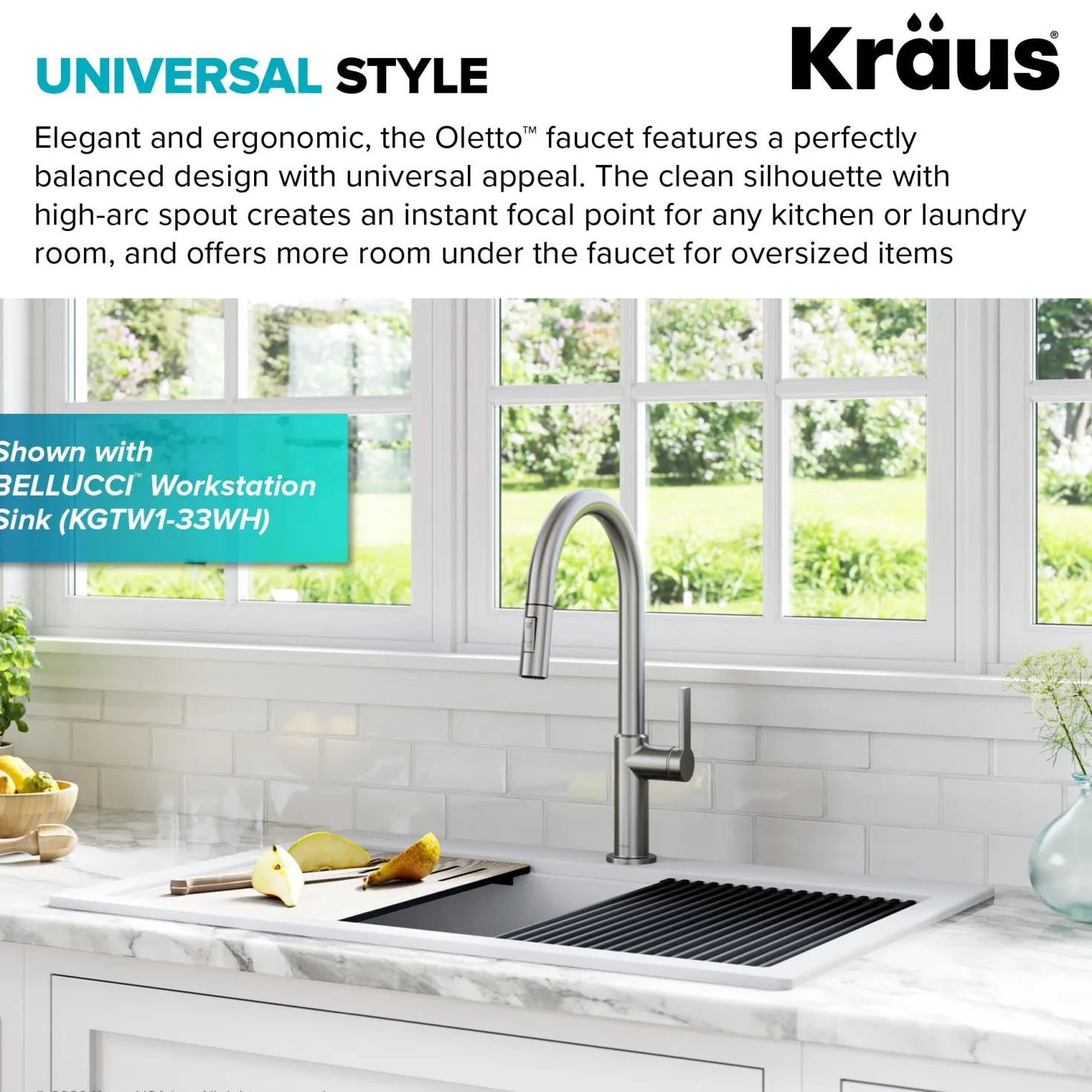 KRAUS Oletto Single Handle Pull-Down Kitchen Faucet in Spot Free Stainless Steel
