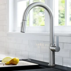 KRAUS Oletto Single Handle Pull-Down Kitchen Faucet in Spot Free Stainless Steel