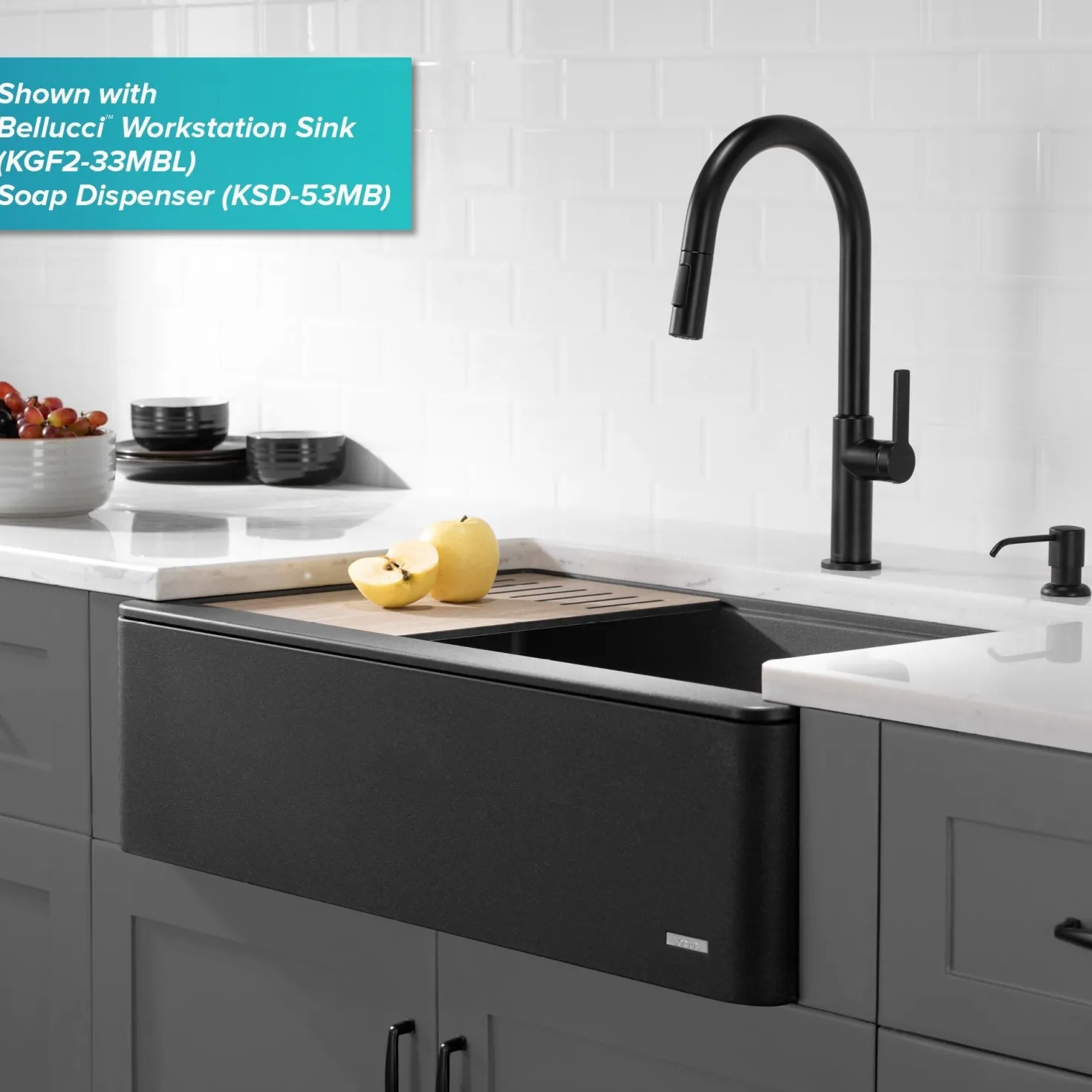 KRAUS Oletto Single Handle Pull-Down Kitchen Faucet in Matte Black
