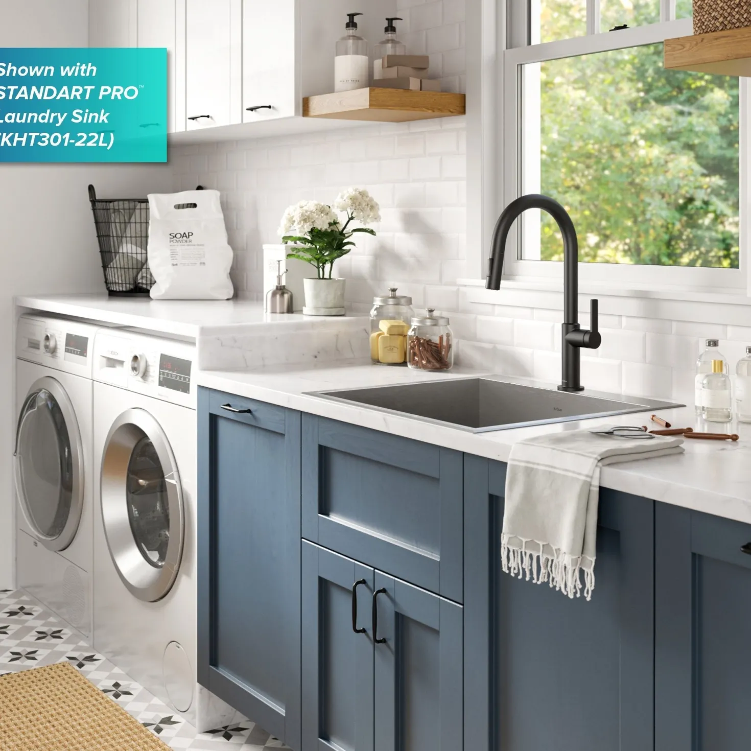 KRAUS Oletto Single Handle Pull-Down Kitchen Faucet in Matte Black