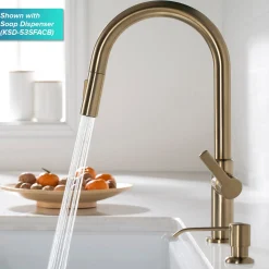 KRAUS Oletto Single Handle Pull-Down Kitchen Faucet in Spot Free Antique Champagne Bronze