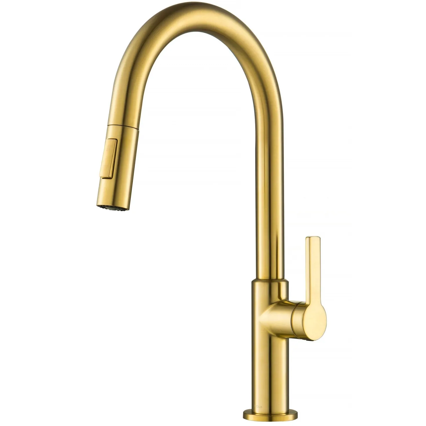 KRAUS Oletto Single Handle Pull-Down Kitchen Faucet in Brushed Brass