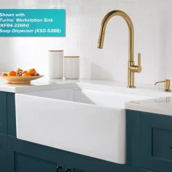 KRAUS Oletto Single Handle Pull-Down Kitchen Faucet in Brushed Brass