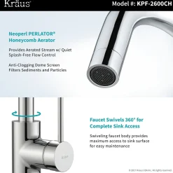 KRAUS Oletto Single Lever Kitchen Bar Faucet in Chrome