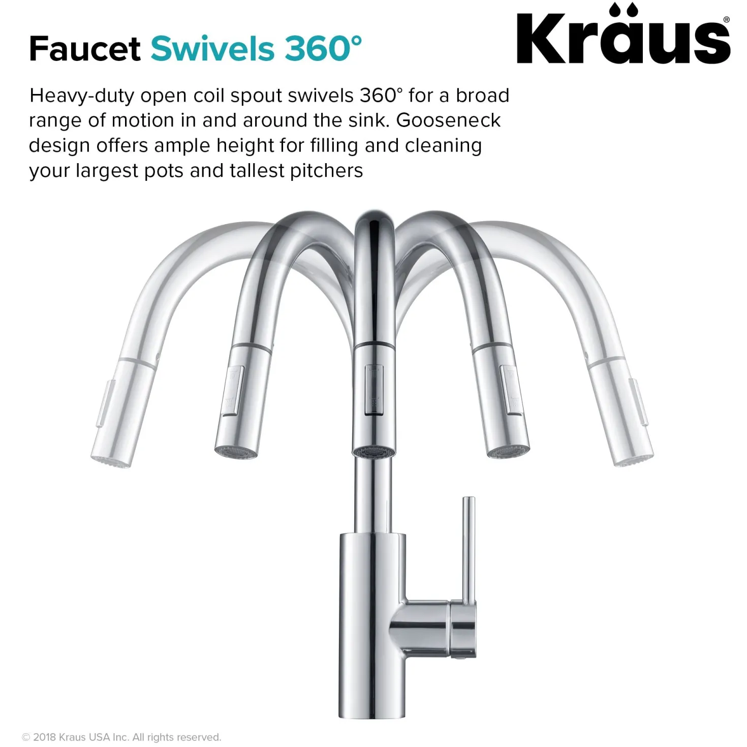 KRAUS Oletto Single Lever Pull Down Kitchen Faucet in Chrome