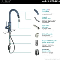 KRAUS Oletto Single Lever Pull Down Kitchen Faucet in Chrome