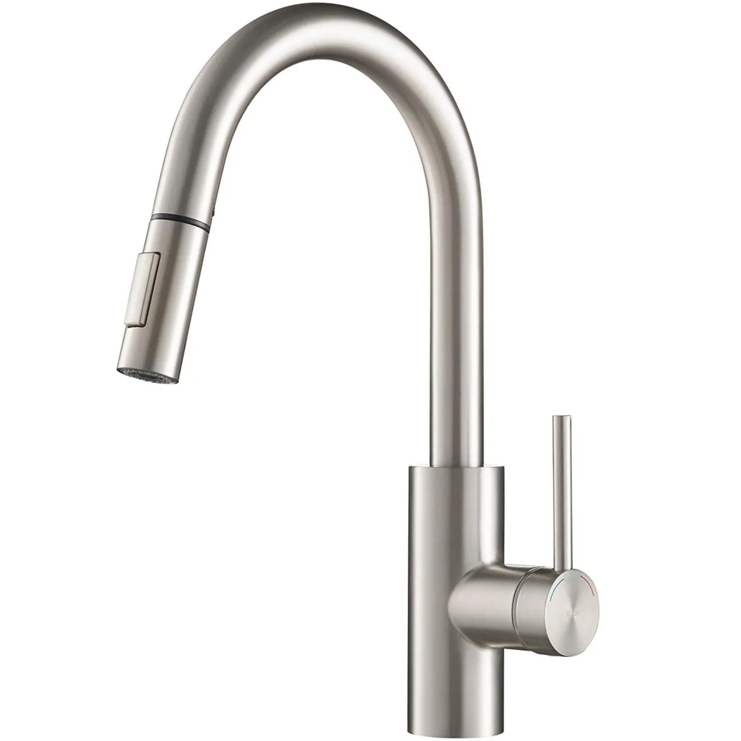 KRAUS Oletto Single Lever Pull Down Kitchen Faucet in Spot Free all-Brite Stainless Steel