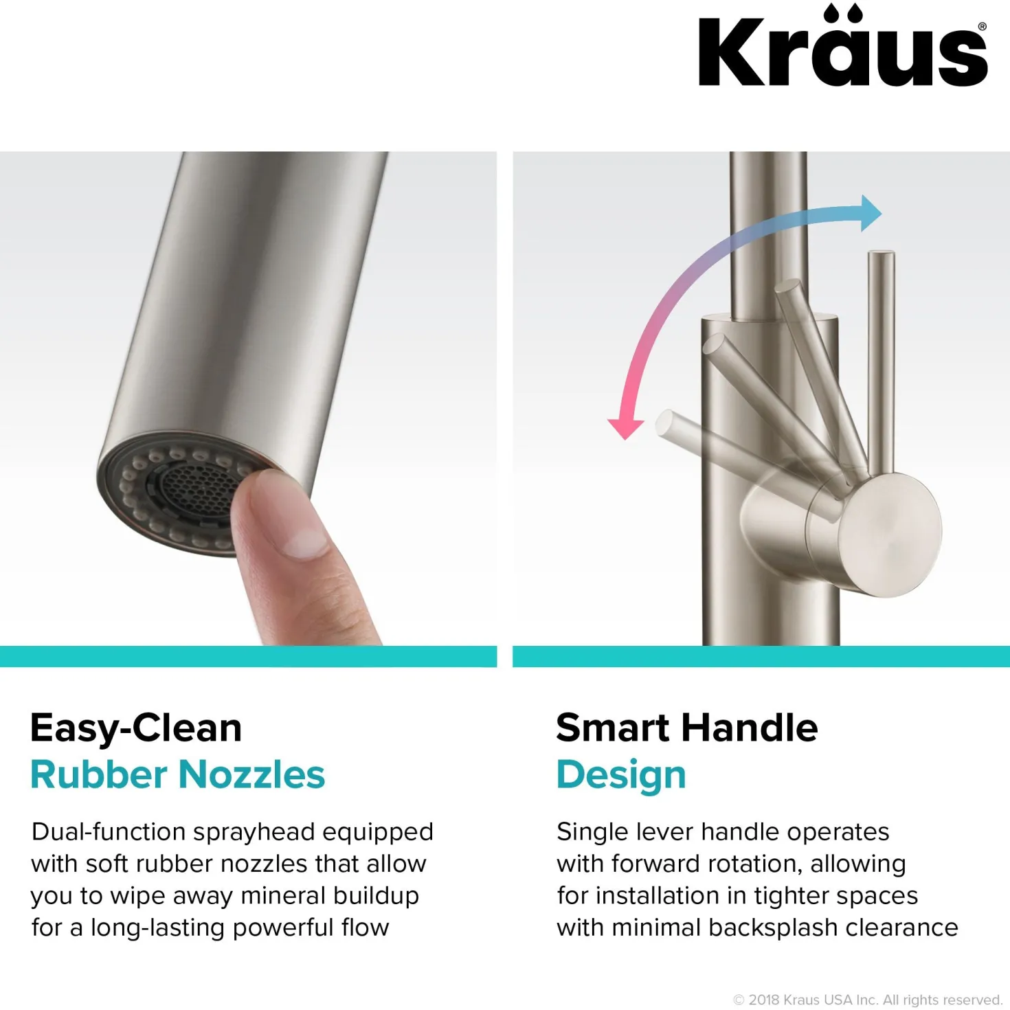 KRAUS Oletto Single Lever Pull Down Kitchen Faucet in Spot Free all-Brite Stainless Steel
