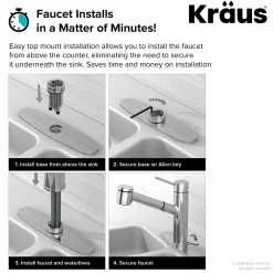 KRAUS Oletto Single Lever Pull Down Kitchen Faucet in Spot Free all-Brite Stainless Steel