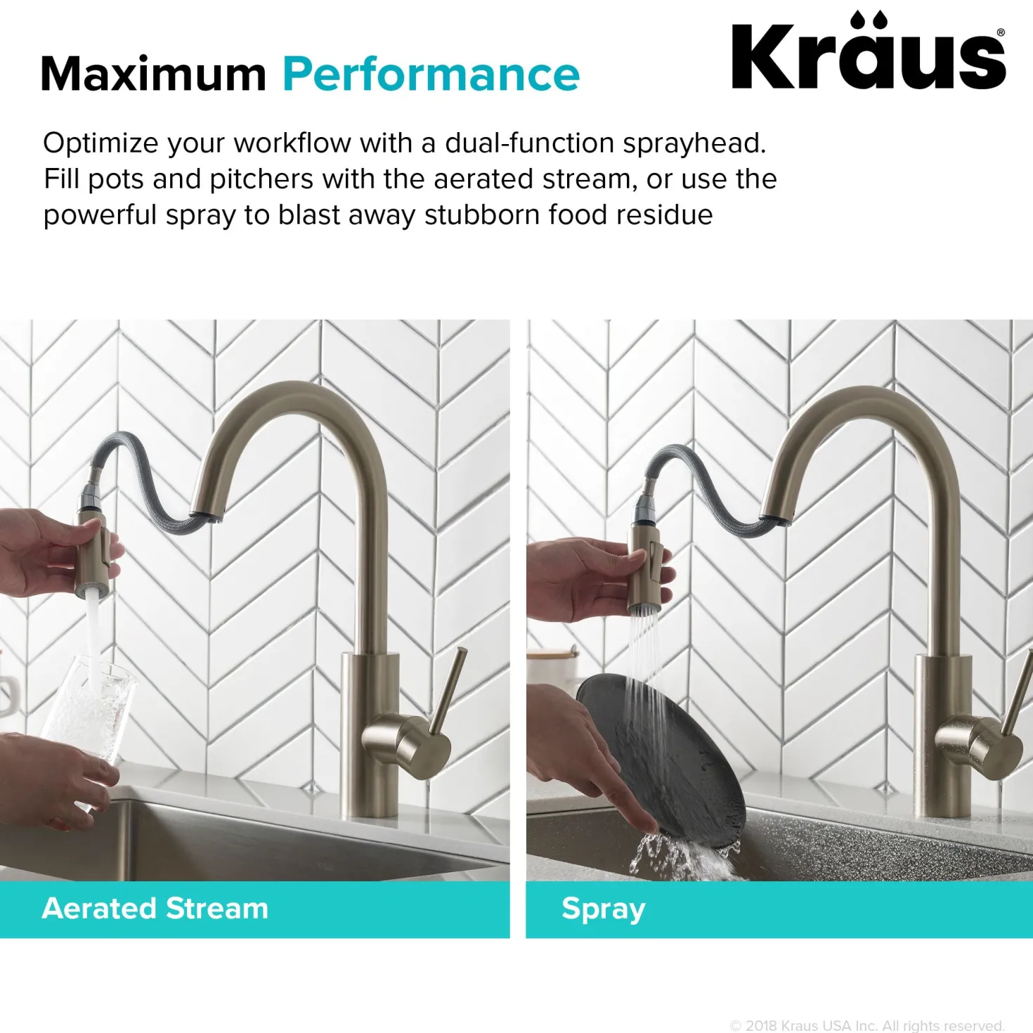 KRAUS Oletto Single Lever Pull Down Kitchen Faucet in Spot Free all-Brite Stainless Steel