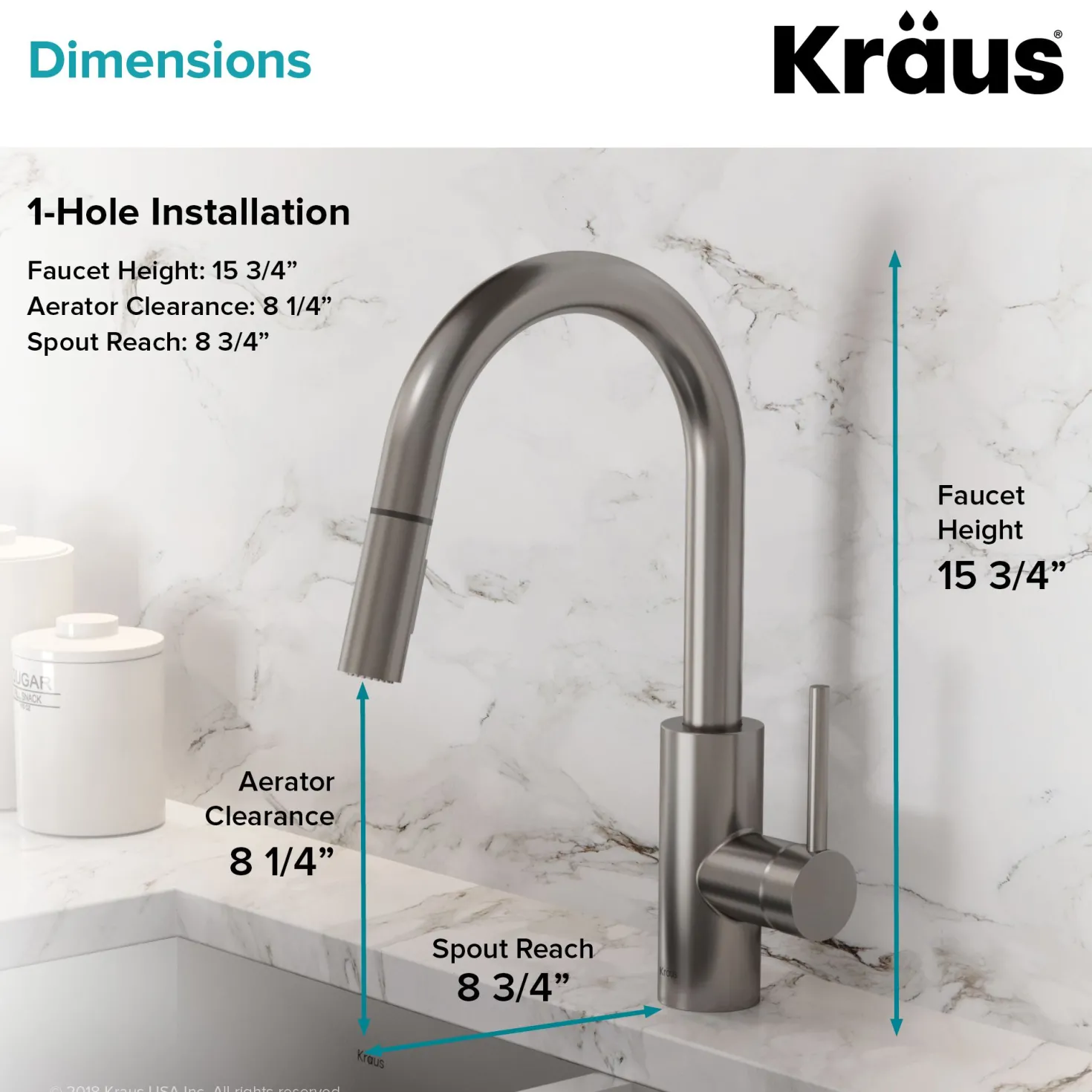 KRAUS Oletto Single Lever Pull Down Kitchen Faucet in Spot Free all-Brite Stainless Steel