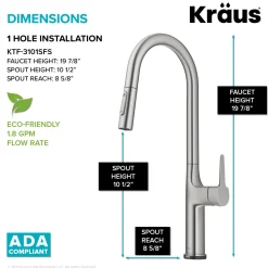 KRAUS Oletto Tall Modern Single-Handle Touch Activated with Pull Down Sprayer in Spot Free Stainless Steel