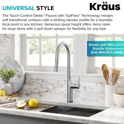 KRAUS Oletto Tall Modern Single-Handle Touch Activated with Pull Down Sprayer in Spot Free Stainless Steel