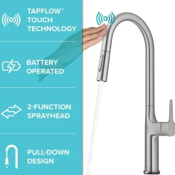 KRAUS Oletto Tall Modern Single-Handle Touch Activated with Pull Down Sprayer in Spot Free Stainless Steel