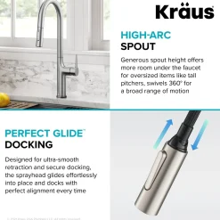 KRAUS Oletto Tall Modern Single-Handle Touch Activated with Pull Down Sprayer in Spot Free Stainless Steel