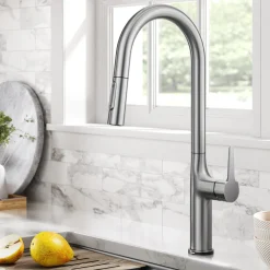 KRAUS Oletto Tall Modern Single-Handle Touch Activated with Pull Down Sprayer in Spot Free Stainless Steel