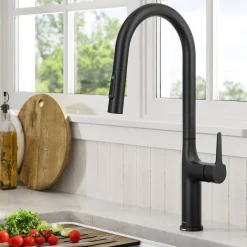 KRAUS Oletto Tall Modern Single-Handle Touch Activated with Pull Down Sprayer in Matte Black